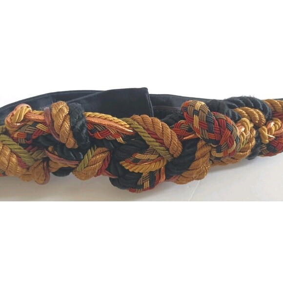 Carolyn Tanner Designs Inc Adjustable Belt Brown Gold Braided 80s Size S-L - Picture 2 of 8
